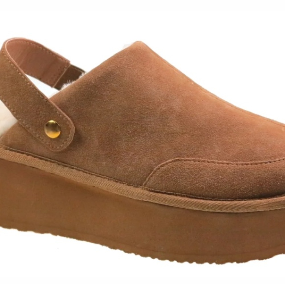 Women's Tan Suede Platform Clogs